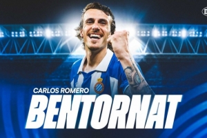 官方：西班牙人续租23岁黄潜后卫卡洛斯-罗梅罗一个赛季