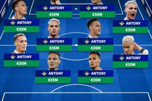 12个表情😂德转整活，贝蒂斯11位首发及教练都是安东尼