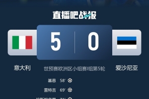共和报：由于场地内出现手机响铃，意大利vs爱沙尼亚一度中断