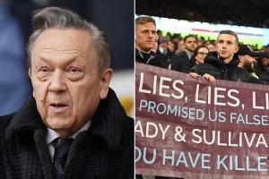 邮报：西汉姆主席决定出席周末联赛，届时可能多达2万人抗议他